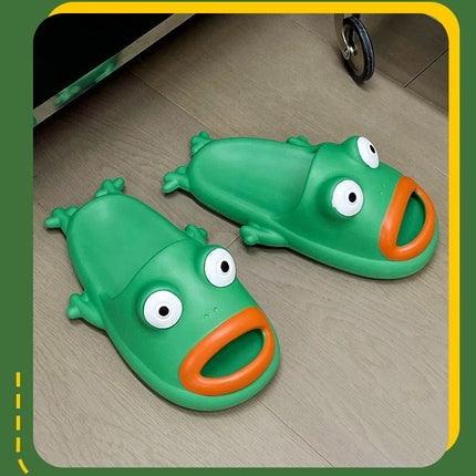 Frog House Slipper Cloud Woman Sandals Flip Flops Sandals Soft Sole Beach Non Slip Home Shoes Platform Weird Female Slides Men