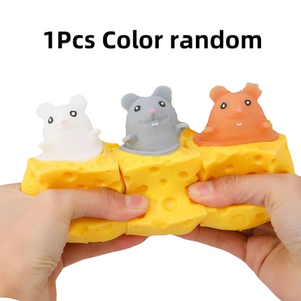 Pop Up Funny Mouse And Cheese Block Squeeze Anti Stress Toy Hide And Seek Figures Stress Relief Fidget Toys For Kids Adults