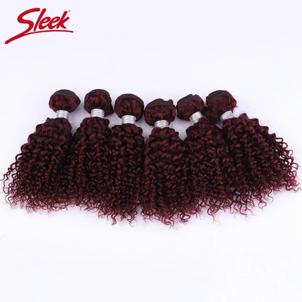 Brazilian Kinky Curly Human Hair Bundles 6Pcs 99J Jerry Curly Human Hair Extensions Topper Woman 100% Remy Human Hair Bundles