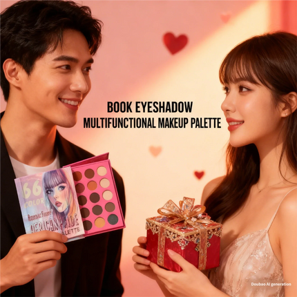 ROMANTIC FLOWER 66-Colors Eyeshadow Palette Professional Makeup for Christmas And Valentine's Day Gift Colorful Book Palette
