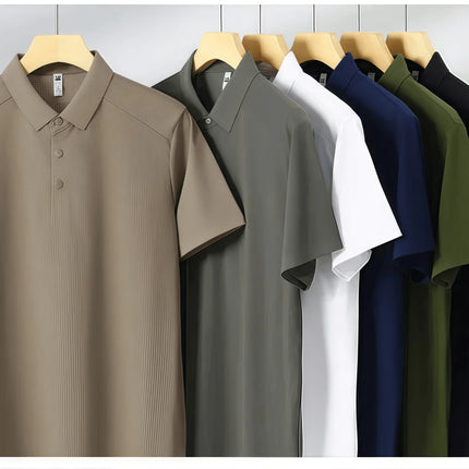 2025 New High End Polo Top for Men Short Sleeve Seamless Glue Pressing Sports Polo Shirt Work Uniform