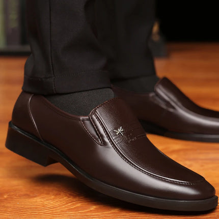 Leather Shoes Men's Business Shoes Luxury Brand Loafers Dress Moccasins Breathable Slip on Black Driving Shoes Male Formal Shoes