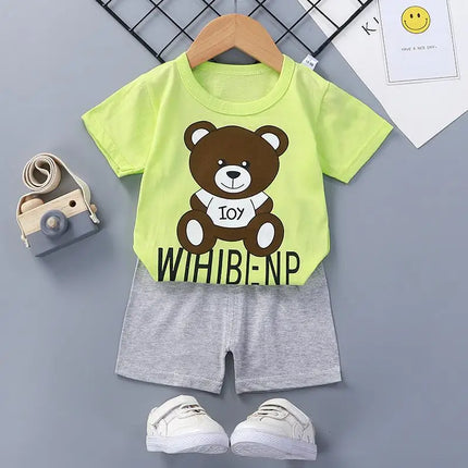 Boutique Clothing New Children's Short-sleeved Shorts Suit Summer Baby Boys Girls T-shirt Two-piece Set 0-1-2-3-4 Years Old