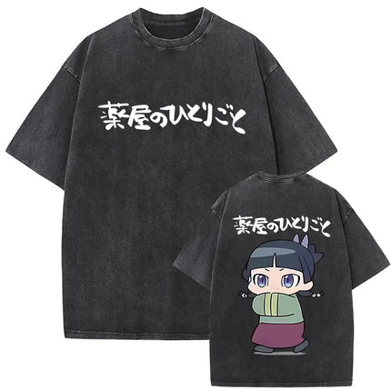 Japanese Anime The Apothecary Diaries Washed Vintage T Shirt Maomao Graphic T-shirt Men Women Cartoon Manga Funny T-shirts Tops
