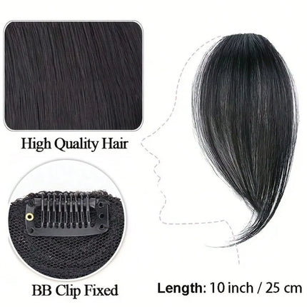 10Inch Middle Parted Synthetic French Bangs Hair Extension Left&Right Side Bangs With Seamless BB Clips Easy Clip In Fringe Hair