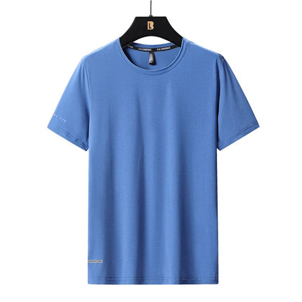 High-Quality Ice Silk T-Shirts Men Plus Size 8XL Male Tshirt Fat Man Tee Shirt Breathable Wearing Tee Tops Running Fast Shipping