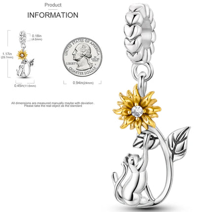New 925 Sterling Silver Charms Beads Sunflower Flower Daisy Original Charm Pendant Fit Charm Bracelets DIY Jewelry Birthday Gift
