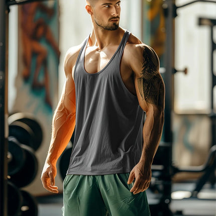 Summer New Men's Tank Top Quick Dry Fitness Tank Top Breathable Comfortable Casual Tank Top Running Pattern Printed Tank Top