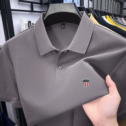 men's summer luxury brand cotton 100% polo shirt lapel printing short sleeves t-shirt business leisure ventilate men's clothing
