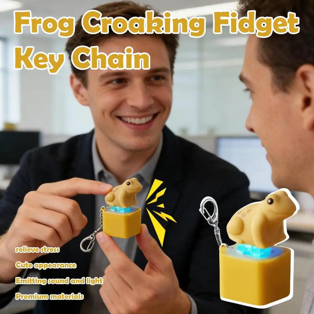 Hot Sale Voice-Activated Frog Keychain LED Light Up Stress Relief Fidget Toy  Press-to-Trigger Realistic Frog Calls Portable Key