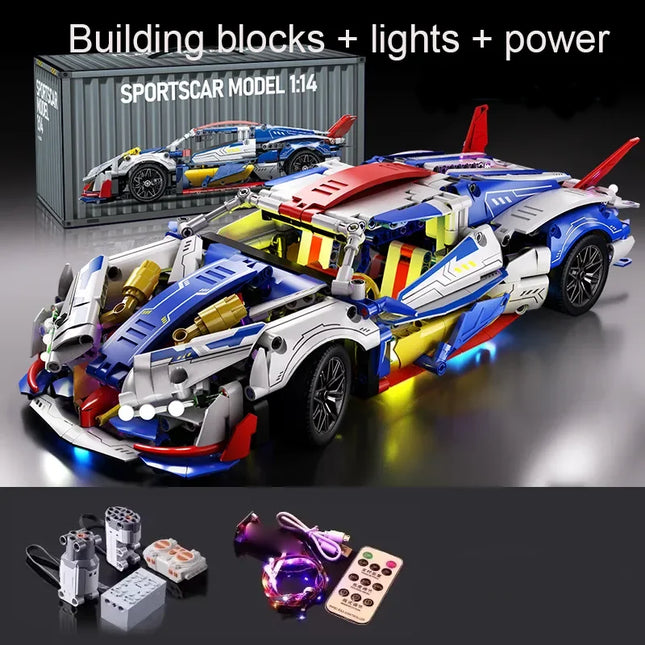 New Technical 1：14 Racing Sport Car Model Building Blocks City Mechanical Speed Vehicle Supercar Brick Puzzle Toys Kid Adult Gi