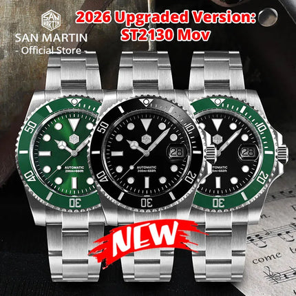 San Martin Upgraded Version 40mm Water Ghost Diver Watch Men Luxury Automatic Mechanical Watches Sapphire Waterproof 200m SN0017