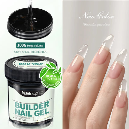 Nailpop Professional Builder Gel UV Hard Gel for Nail Strengthen Quick Building Long Lasting Soak Off Extension Gel 30/100g