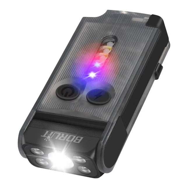 BORUiT V30 UV EDC LED Flashlight Type-C Rechargeable Power Bank Work Light Torch with Magnet Buzzer Camping Pocket Lantern