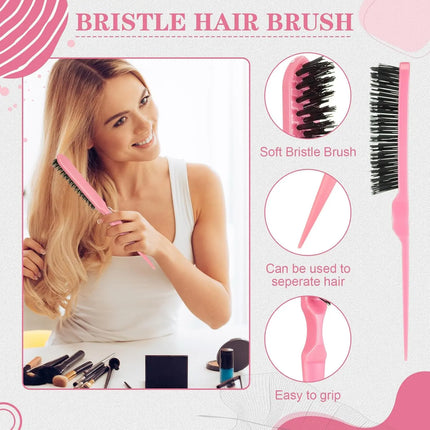 5pcs Hairdressing Tools Pointed Tail Comb Dual Head Eyebrow Brush Triple Row Comb Coiler Hair Salon Styling Comb