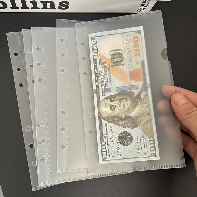 A5 A6 A7 5Pcs PP Frosted 6 Hole Loose Leaf Bag Storage Binder Pocket Waterproof Leaf Document Filing Bag