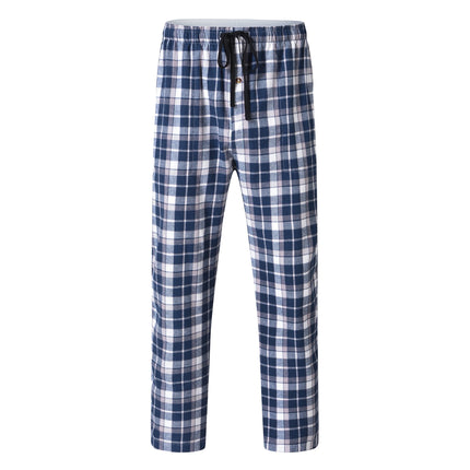 3Pcs Men's 100% Cotton Plaid Pajama Sleeping Pants, Long Plaid Print Sleepwear Pajama Pants with Elastic Waist Homewear