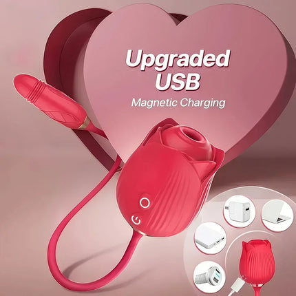 Powerful Sucker Vibrator Female Telescopic Nipple Clitoris Stimulation Dildo Thrusting Licking Vagin Massager Adult Sex Toys
