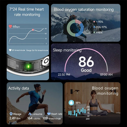 2026 New Tech Gadgets 5ATM Waterproof Smart Ring Sport Smartring Electronics Fitness Rings for Man Woman Android & Charging Case