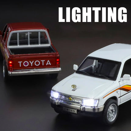 1:32 Toyota Hilux Off Road Pickup Truck Alloy Diecast Metal Model Hight Simulation Sound Light Toy Desktop Ornaments Boys Gifts