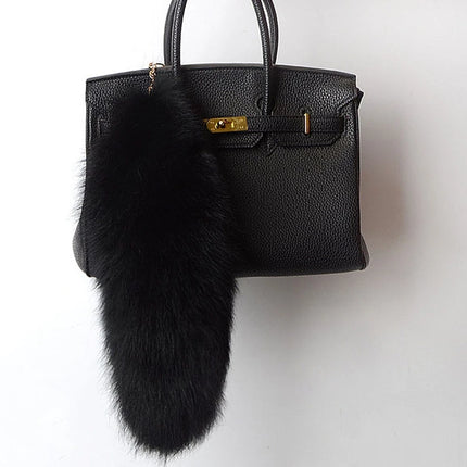 40cm Large Fox Tail Keychain Soft Fluffy Fur Pom Pom Key Chain for Women Handbag Pendant Fashion Plush Animal Tail Keyring
