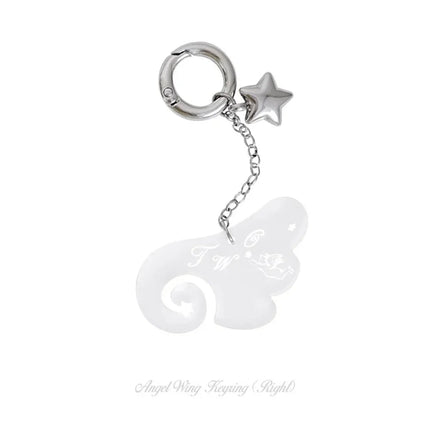 Creative Acrylic Star Angle Wings Keychain For Women Sweet Simple Design Cute Earphone Bag Keyrings Young Girls Jewelry N900