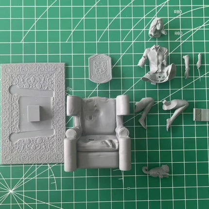 1/24 Scale DieCast Resin Figure Model Kit Wizardess on The Sofa Hobby Miniature Toys Unassembled Unpainted DIY Diorama