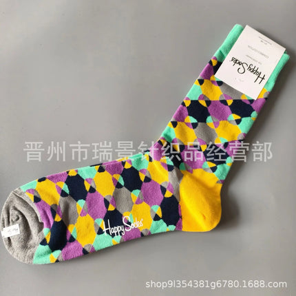 High Quality Fashionable Men's Mid-Calf Cotton Socks HappySocks New Arrival Suitable for All Seasons Swedish Design
