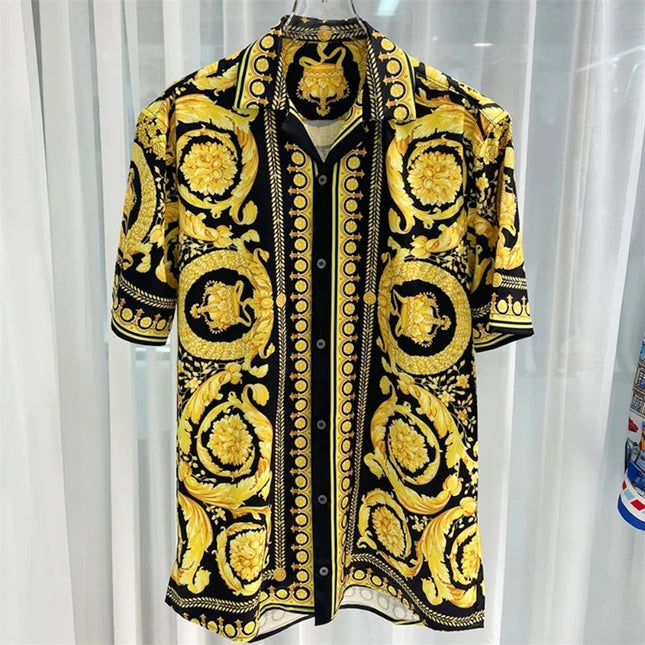 Luxury Men's Short Sleeve Button Down Shirt Royal Men's Tops Shirt Soft Silk Top Men's Shirt 2025 Hot Sale Royal Shirt