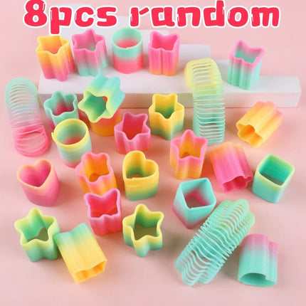 8/16PCS Mini Multi-Shaped Rainbow Magic Springs Circle Toys Kid Birthday Party Favors Giveaway Gifts Souvenir Pinata Fillers