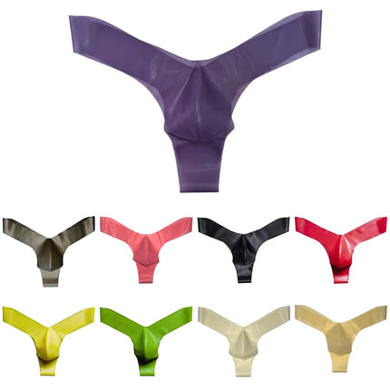 Seamless Mens Latex Underwear Transparent Thongs and Briefs with Pouch Design Low Waist Erotic Lingerie for Men