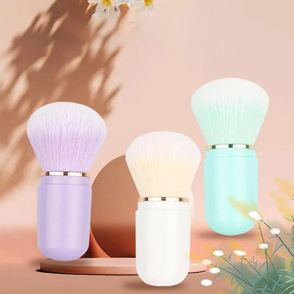 Hot Retractable Retractable Kabuki Brush Capsule-shape Multifunctional Travel Makeup Brush Cute Nail Powder Brush for Blusher