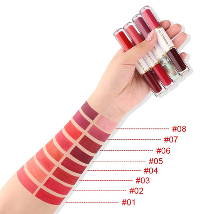8 Colors Velvet Matte Liquid Lipstick Double-ended Lip Gloss Long-Lasting Waterproof Easy Color Non-stick High Pigment Lipgloss