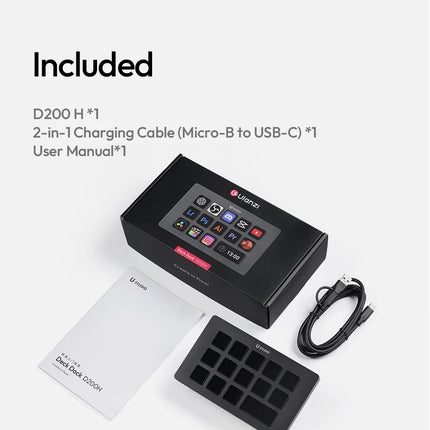 Ulanzi D200H D200 7 in 1 Stream Deck Controler Keyboard with 14 LCD Keys for OBS Live Youtube Content Creation Gaming Office