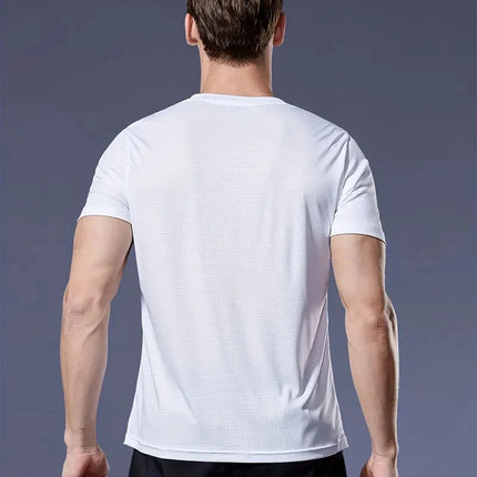 Crew T-Shirt10Pcs White Ultralight Men Quick Dry Breathable Sweat Shirt for Fitness Gym Running Light Plaid Quick Dry Short Sleeves