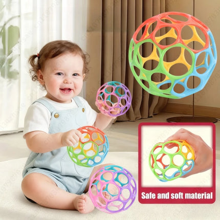 4 Color Baby Grip Ball,Cutout Design Infant Hand Grasp Toy for Flexibility,Educational Sensory Ball for Toddler Gift Baby Rattle