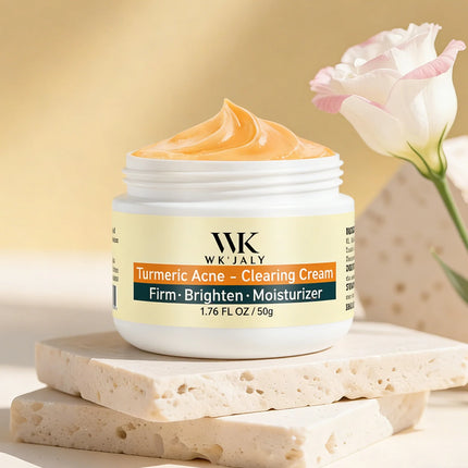 WK JALY Turmeric Acne Facial Cream, Reduce Breakouts, Brightening, Clean Skin, Moisturize, Smooth, With Natural Aloe Vera
