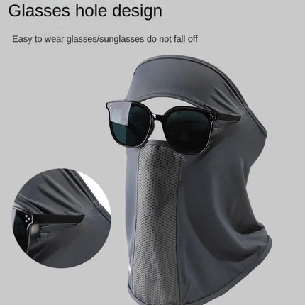 Facial Gini Summer Sports Ear Cord Scarves Mask Neck Protection Anti-UV Ice Silk Sunscreen Mask Face Veil with Eyeglass Hole