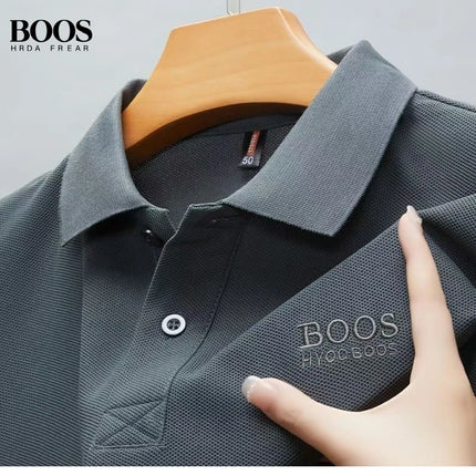New Men's High-Quality Embroidered Logo Short-Sleeved Polo Shirt, Summer Fashion Casual Breathable Cool T-Shirt Top