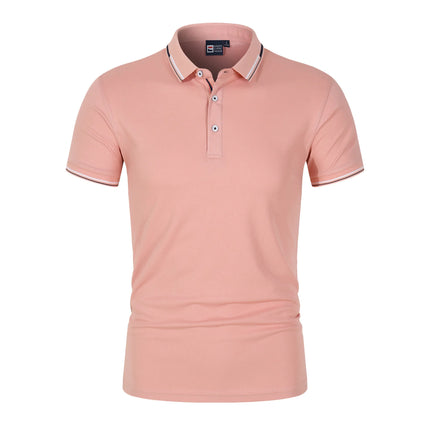Summer Polo T Shirt Men's Solid Color Polo Shirt Short Sleeved T-shirt European and American Loose Stand Up Collar Casual Top