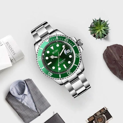 Fashion Watch Casual Clock Montre Homme Business Men Quartz Watch Calendar Green Water Wok Ghost Sport Men Wristwatch