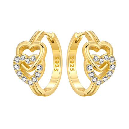 Original 2026 S925 Sterling Silver Zircon 18K Gold Lining Vintage Hoop Earrings for Women Birthday Party Wedding Gift Jewellery
