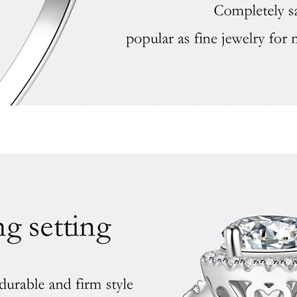 PERFANY Moissanite Ring For Women S925 Pure Silver Plated 18K White Gold Round Diamond Proposal Wedding High-end Jewelry