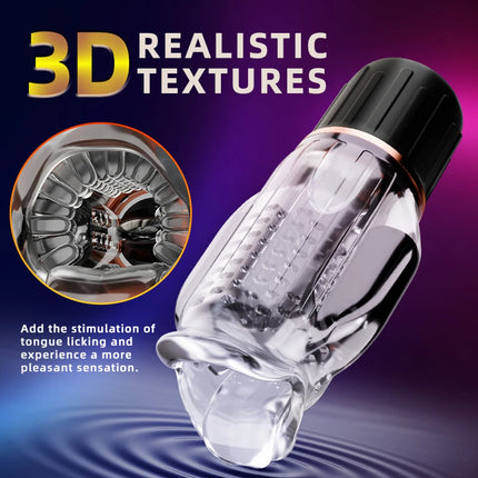 Male Masturbator Penis Trainer Male Vibrator Mouth-Wrapped Penis Vibrator Adult Toys with Heating Pocket Pussy Stroker Adult Sex