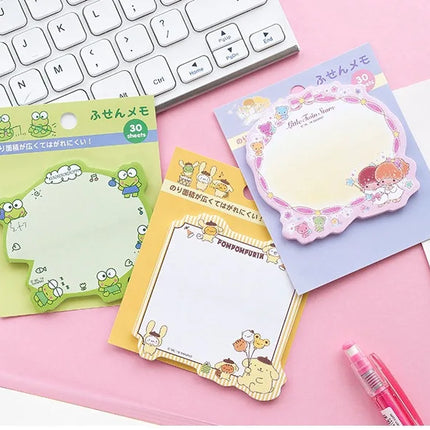 Kitty Keroppi Melody Kuromi Memo Pad Sanrio Pochacco Sticky Notes Stationery Label Notepad Planner Sticker Post School Supplies