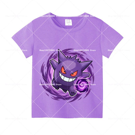 Pokemons Cotton T-Shirt Pikachu Eevee Cartoon Anime Tees Classic Game Fashion Printed Tops Summer Breathable Casual Clothes Gift
