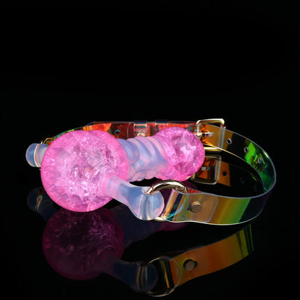 LEZEE Multi-color Open Mouth Gag Breathable Ball Gags Colorful Environmental Protection Belt Crystal Oral Ball For Role-playing