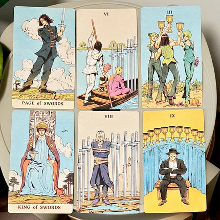 JOJOTarot Cards Deck in Rigid Box, 80 Pcs Double-Sided Embossed Anime Tarot Cards Bizarre Adventure Tarot Deck 12*7cm