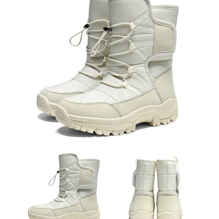 Brand Men's Winter Shoes Waterproof Men's Boots Warm Plush Couple Snow Boots Outdoor Non-slip Hiking Boots Men Work Ankle Boots