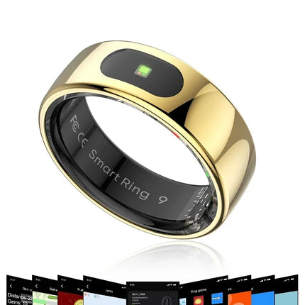 Smart Ring with Skin Temperature Measure,Message Call Reminder,Sport Health Sleep Monitor,IP68 5ATM,Music Video Control Function